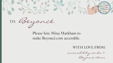 OpenGraph image for change.org/p/hey-beyonc%C3%A9-mina-markham-is-the-best-person-to-implement-accessibility-on-the-beyonc%C3%A9-com-site-minaxbeyonce