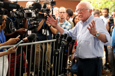 OpenGraph image for dailykos.com/story/2019/8/19/1879940/-What-Bernie-Sanders-gets-right-with-his-critique-of-the-corporate-media