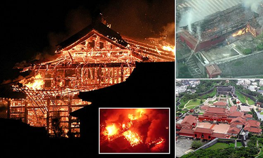 OpenGraph image for dailymail.co.uk/news/article-7632093/Huge-fire-engulfs-Japans-600-year-old-Shuri-Castle.html