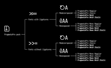 OpenGraph image for fsd.it/2017/08/18/pragmatapro-0-826-ligatures-mono-version/
