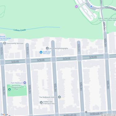 OpenGraph image for google.com/maps/place/Lake+St,+San+Francisco,+CA/@37.7861969,-122.4764233,18z/data=!3m1!4b1!4m5!3m4!1s0x8085871bd2044a19:0x10017a5ce66507!8m2!3d37.7861969!4d-122.4755206