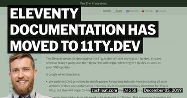 Eleventy Documentation has moved to 11ty.dev