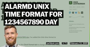 ALARMd Unix Time Format for 1234567890 Day