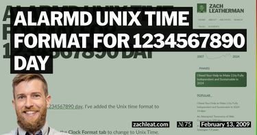 ALARMd Unix Time Format for 1234567890 Day