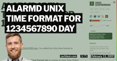 ALARMd Unix Time Format for 1234567890 Day
