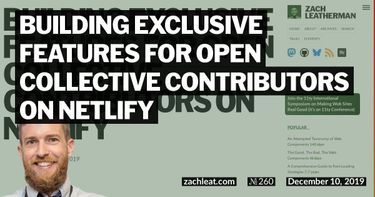 Building Exclusive Features For Open Collective Contributors on Netlify