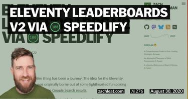 Eleventy Leaderboards v2 via Speedlify