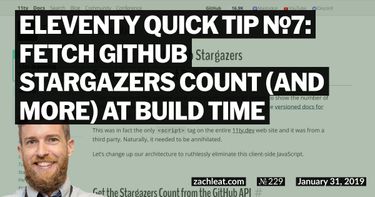 Eleventy Quick Tip №7: Fetch GitHub Stargazers Count (and More) at Build Time