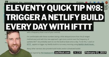 Eleventy Quick Tip №8: Trigger a Netlify Build Every Day with IFTTT