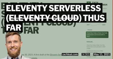 Eleventy Serverless (formerly Eleventy Cloud) Thus Far