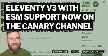 Eleventy v3 with ESM support now on the canary channel