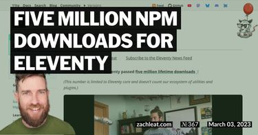 Five Million npm Downloads for Eleventy