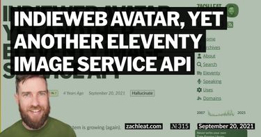 IndieWeb Avatar, yet another Eleventy Image Service API