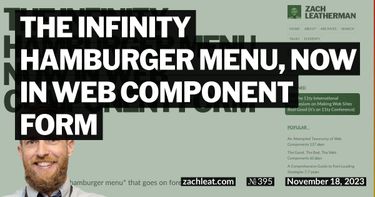 The Infinity Hamburger Menu, now in Web Component form