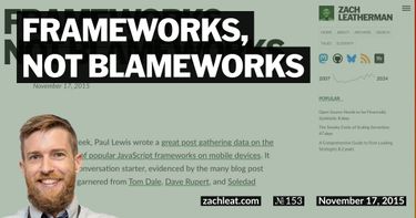 Frameworks, not Blameworks