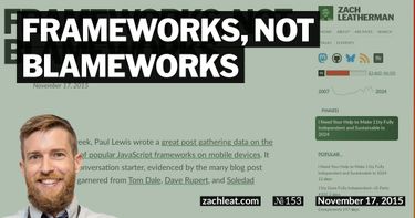 Frameworks, not Blameworks
