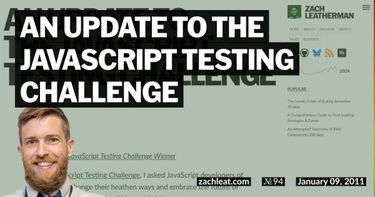 An Update to The JavaScript Testing Challenge