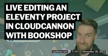 Live Editing an Eleventy Project in CloudCannon with Bookshop