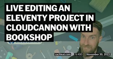 Live Editing an Eleventy Project in CloudCannon with Bookshop