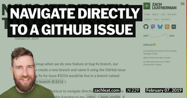 OpenGraph image for zachleat.com/web/notes/go-to-github-issue/