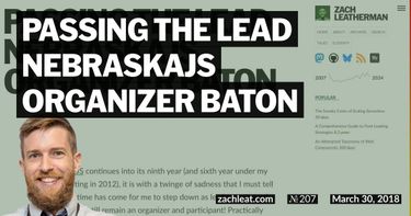 Passing the Lead NebraskaJS Organizer Baton