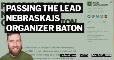 Passing the Lead NebraskaJS Organizer Baton