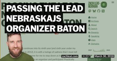 Passing the Lead NebraskaJS Organizer Baton