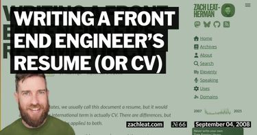 Writing a Front End Engineer&#8217;s Resume (or CV)