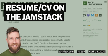 OpenGraph image for zachleat.com/web/resume-on-the-jamstack/