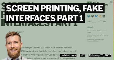 Screen Printing, Fake Interfaces Part 1