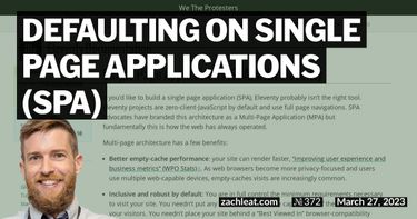 Defaulting on Single Page Applications (SPA)