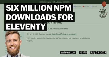 Six Million npm Downloads for Eleventy