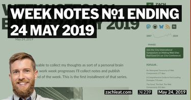 Week Notes №1 ending 24 May 2019